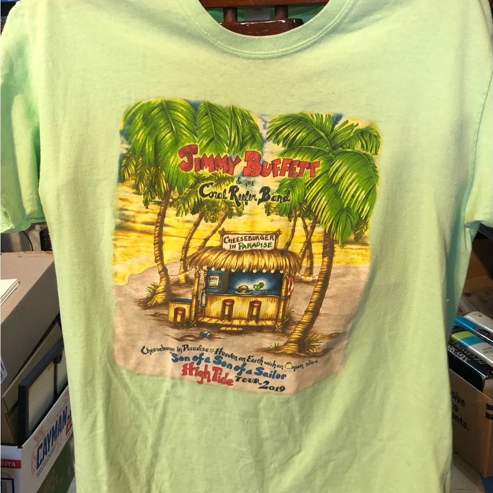 Jimmy Buffett High Tide Tour 2019 Light Green Tropical Graphic Tee